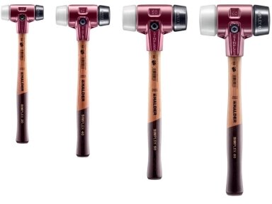 Simplex soft-face mallet with soft inserts, cast iron housing and high-quality wooden handle, rubber composite / superplastic Simplex soft-face mallet with soft inserts, cast iron housing and high-quality wooden handle, rubber composite / superplastic