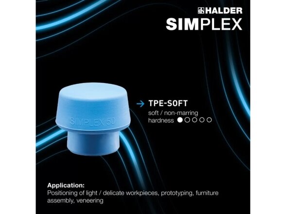 Молоток Simplex с мягкими бойками 50:40, с чугунным корпусом и высококачественной деревянной рукояткой, TPE-soft / Superplastik 8 Молоток Simplex с мягкими бойками 50:40, с чугунным корпусом и высококачественной деревянной рукояткой, TPE-soft / Superplastik 8