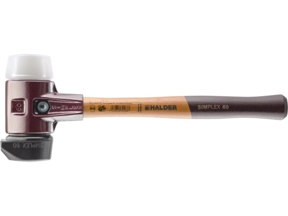 SIMPLEX mallet with soft inserts, cast iron housing and high-quality wooden handle, rubber composite with “Stand-Up” function / Superplastic 1