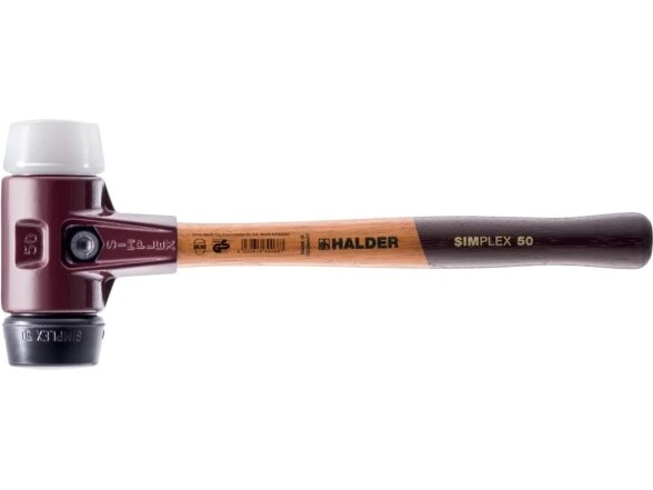Simplex soft-face mallet with soft inserts, cast iron housing and high-quality wooden handle, rubber composite / superplastic 1 Simplex soft-face mallet with soft inserts, cast iron housing and high-quality wooden handle, rubber composite / superplastic 1