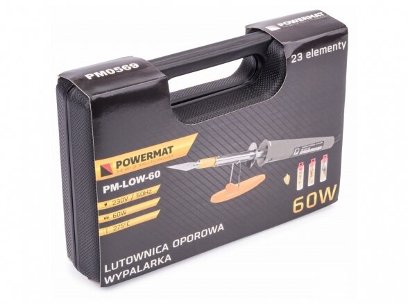 Powermat PM-LOW-60 lituoklis-degiklis, komplekte 22 antgaliai ir lagaminas 14