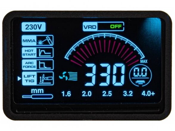 Powermat suvirinimo aparatas MMA PM-IMGT-330S LCD, 330A, 230V 12 Powermat suvirinimo aparatas MMA PM-IMGT-330S LCD, 330A, 230V 12