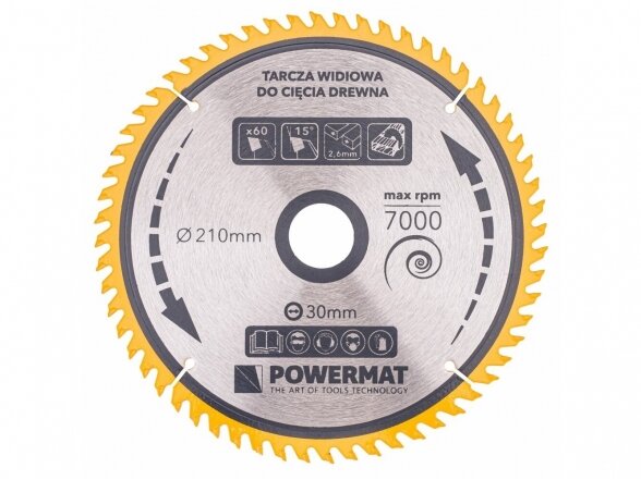 Powermat TDD-210x30x60Z diskas medienai 210x30 60 dantų 1