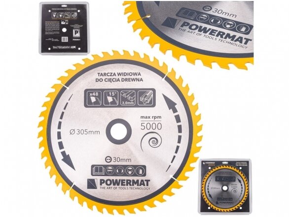 Powermat TDD-305x30x48Z medienos pjovimo diskas 305x30 mm, 48 dantys