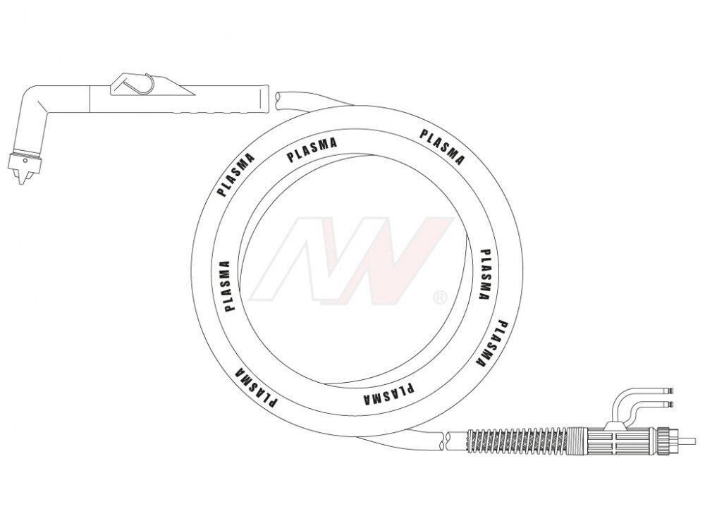 Handheld torch for plasma cutting 12m (central pin) [EX100RF], for EWS® / LINCOLN® plasma cutting machines