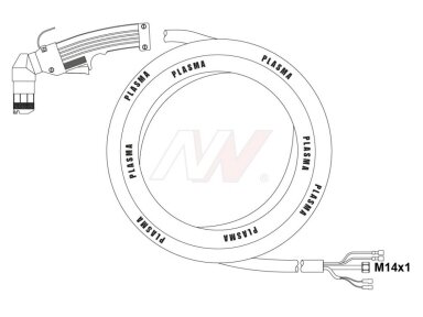 Manual torch for plasma cutting 12m (connection M14x1) [R145/A151], designed for TRAFIMET® plasma cutting machines
