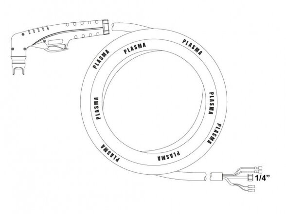 Ручная горелка для плазменной резки PT25C 4м (подключение 1/4”), предназначена для аппаратов плазменной резки, работающих с горелками серии PT Ручная горелка для плазменной резки PT25C 4м (подключение 1/4”), предназначена для аппаратов плазменной резки, работающих с горелками серии PT