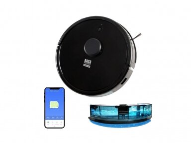 Vacuum cleaning robot Bass Polska with mop, camera, and Hepa filter + TUYA SMART app. Overcomes obstacles up to 2 cm in height. Vacuum cleaning robot Bass Polska with mop, camera, and Hepa filter + TUYA SMART app. Overcomes obstacles up to 2 cm in height.