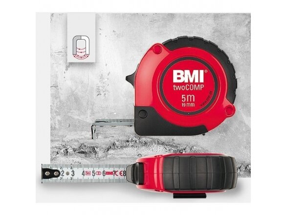 Ruletė BMI twoCOMP su magnetu (5 m) 1 Ruletė BMI twoCOMP su magnetu (5 m) 1