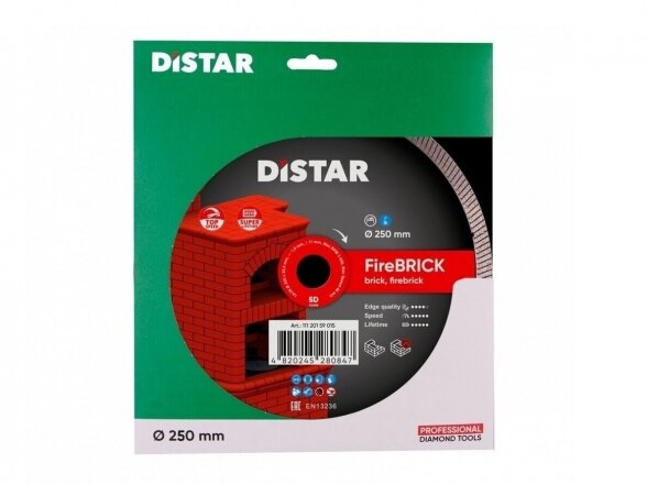 Šamotinių plytų ir klinkerio pjovimo diskas Distar Firebrick 250mm, šlapiam pjovimui 2