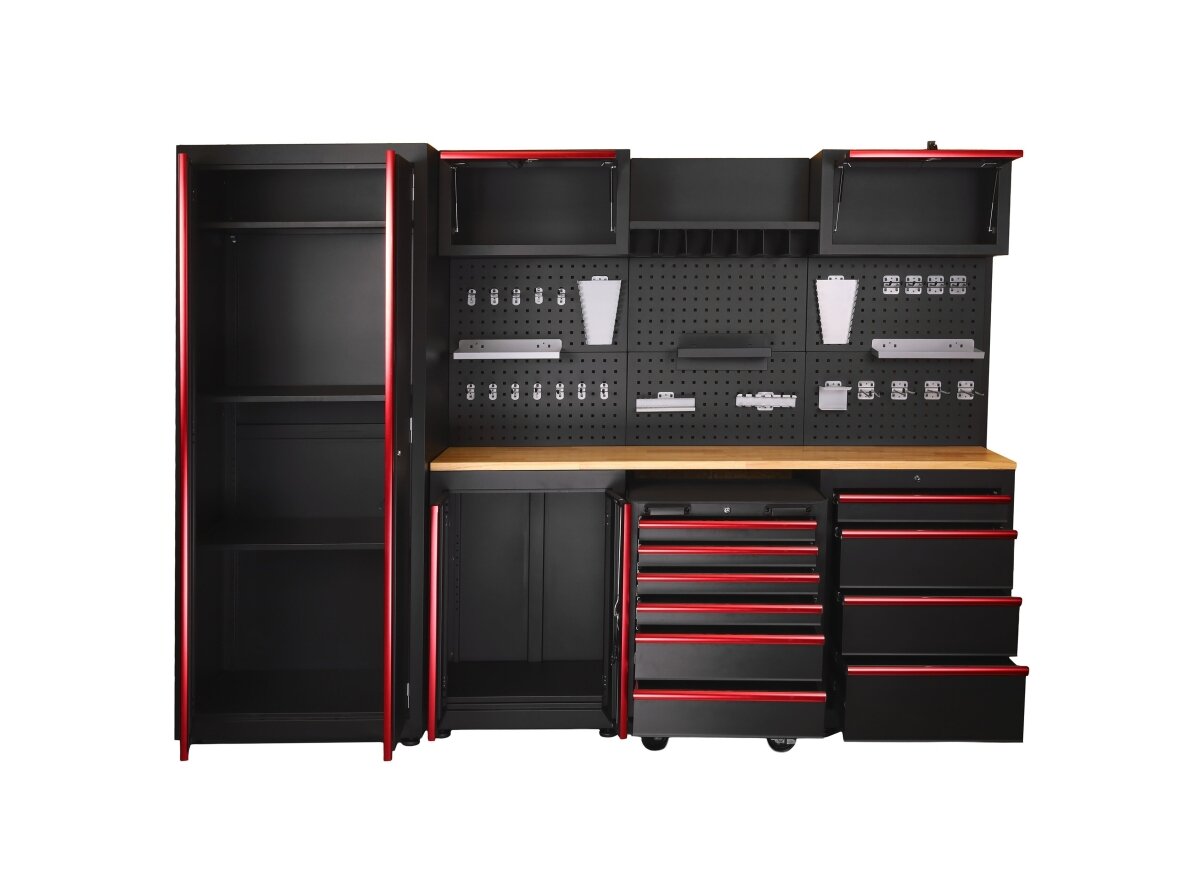 Sherman tool cabinet on casters with workbench, 14 elements 1