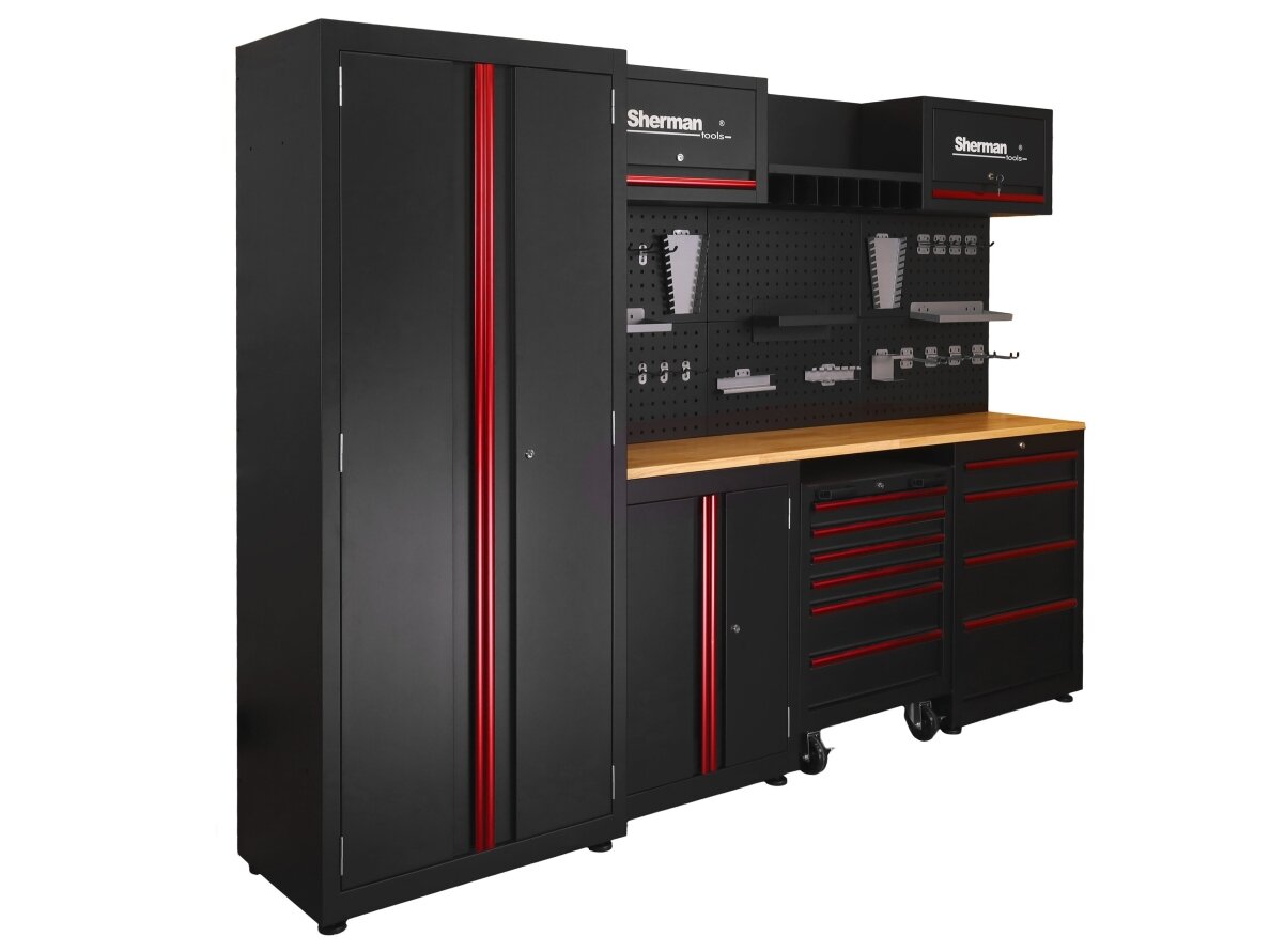 Sherman tool cabinet on casters with workbench, 14 elements 2