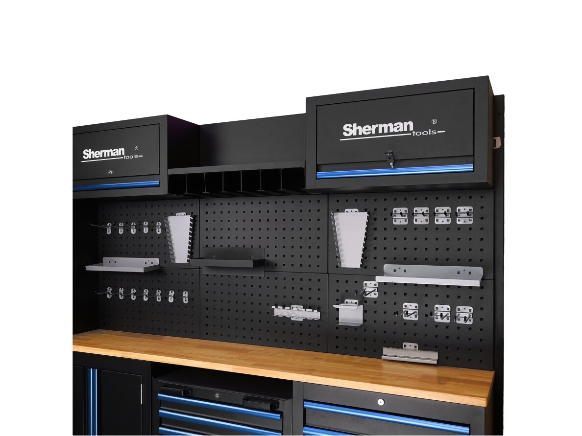 Sherman tool cabinet on casters with workbench, 14 elements 15 Sherman tool cabinet on casters with workbench, 14 elements 15