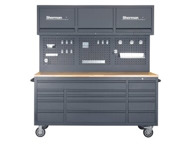 Sherman tool cabinet on wheels with workbench