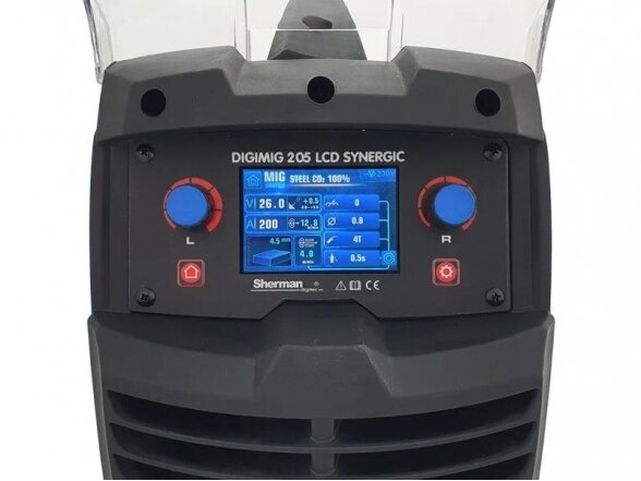 Sherman DIGIMIG 205 LCD SYNERGIC sinerginis suvirinimo aparatas, 200A, 230V 2 Sherman DIGIMIG 205 LCD SYNERGIC sinerginis suvirinimo aparatas, 200A, 230V 2