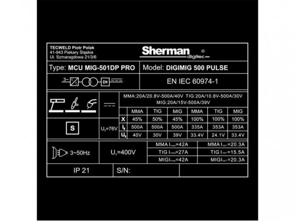 Sherman DIGIMIG 500 PULSE sinerginis suvirinimo pusautomatis, 500A, 400V 17