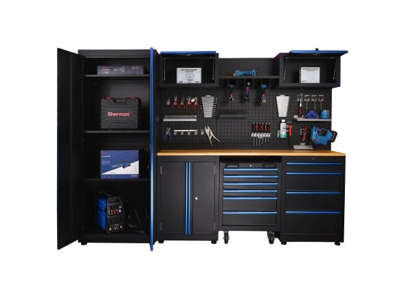 Sherman tool cabinet on casters with workbench, 14 elements 11