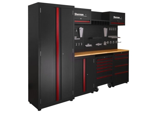 Sherman tool cabinet on casters with workbench, 14 elements 2