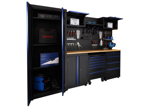 Sherman tool cabinet on casters with workbench, 14 elements 13