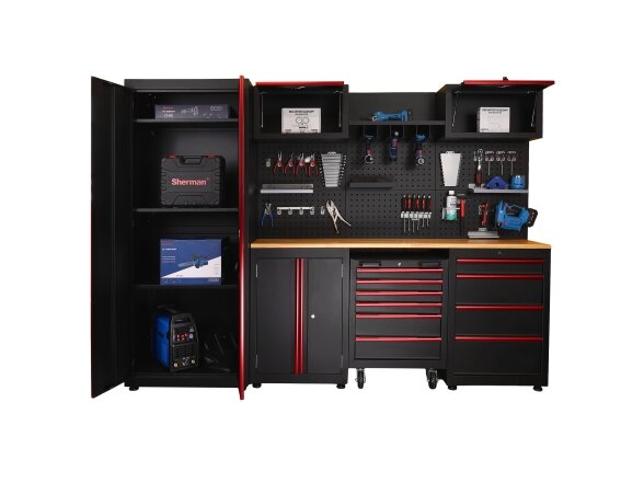 Sherman tool cabinet on casters with workbench, 14 elements 3