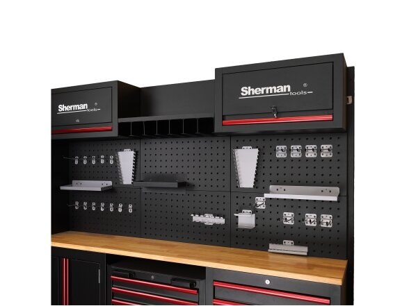 Sherman tool cabinet on casters with workbench, 14 elements 4