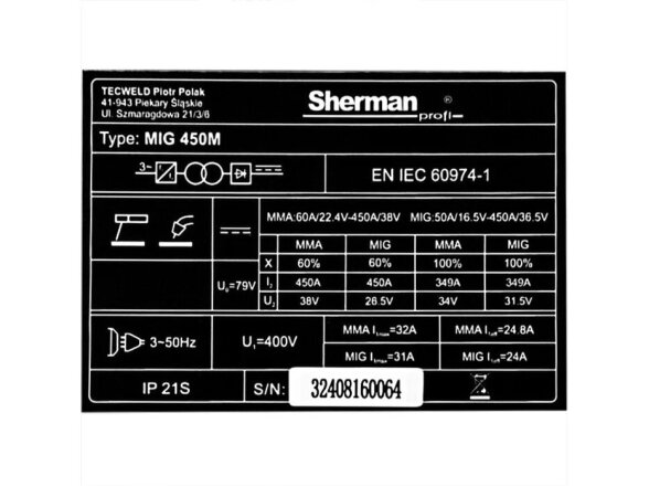 Сварочный полуавтомат Sherman MIG 450M/4R, 450A, 400V 11