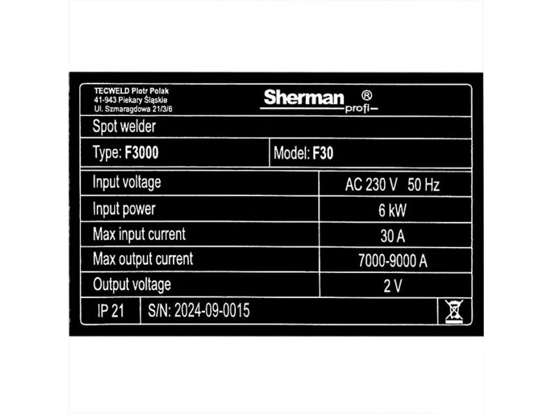 Sherman Spot Welder F30 for sheet metal, 230V 7
