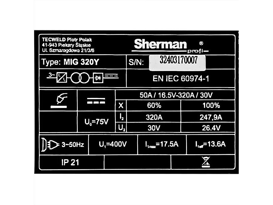 Сварочный полуавтомат Sherman MIG 320Y/4R, 320A, 400V 13 Сварочный полуавтомат Sherman MIG 320Y/4R, 320A, 400V 13