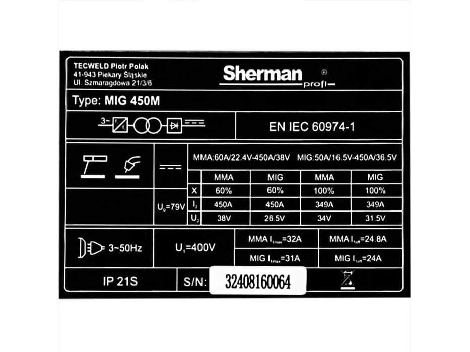 Сварочный полуавтомат Sherman MIG 450M/4R, 450A, 400V 11 Сварочный полуавтомат Sherman MIG 450M/4R, 450A, 400V 11