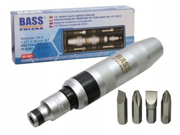 Bass Polska ударная отвертка с насадками ½'' Bass Polska ударная отвертка с насадками ½''