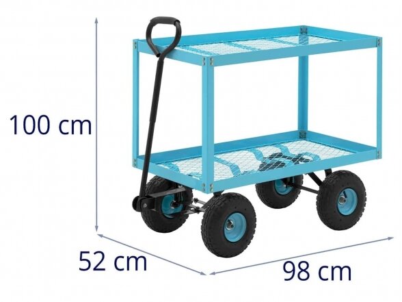 Sodo vežimėlis - 150 kg - 2 tinklinės lentynos, Hillvert HT-TWIN-150 4