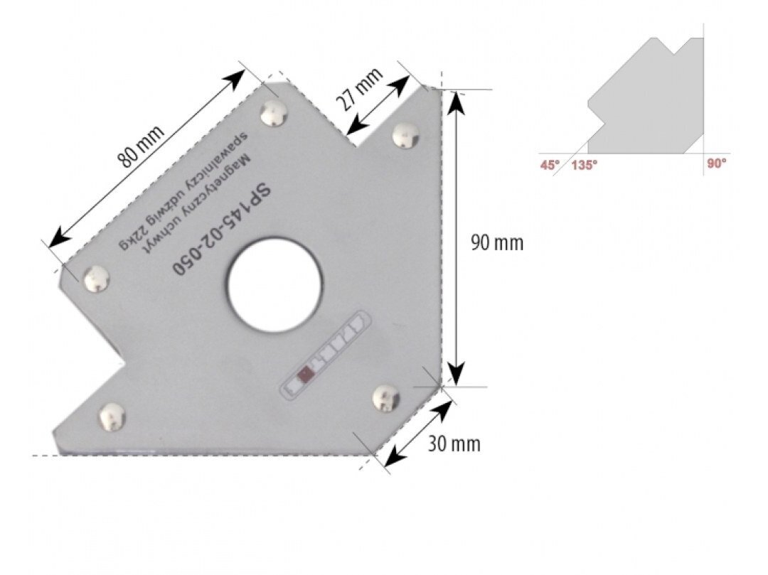 Spartus welding magnet, arrow type, load 22kg
