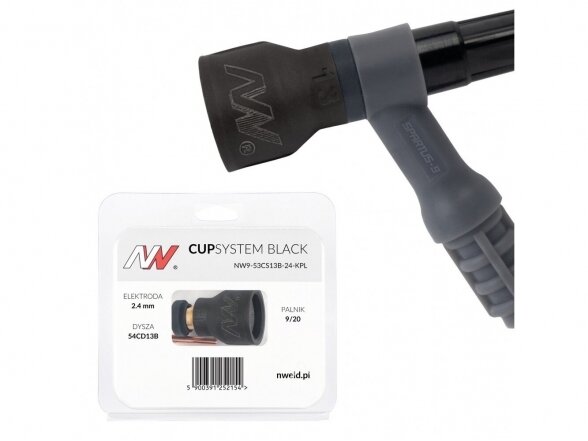 Spartus CupSystem Black TIG keramikos rinkinys 9/20 su lęšiu #13, elektrodui 2.4 2 Spartus CupSystem Black TIG keramikos rinkinys 9/20 su lęšiu #13, elektrodui 2.4 2