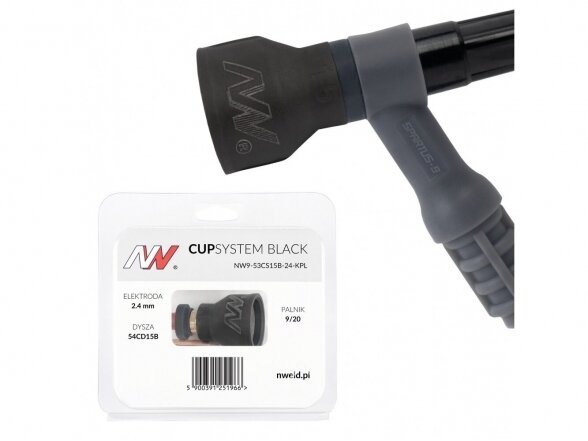 Spartus CupSystem Black TIG keramikos rinkinys 9/20 su lęšiu #15, elektrodui 2.4 2 Spartus CupSystem Black TIG keramikos rinkinys 9/20 su lęšiu #15, elektrodui 2.4 2