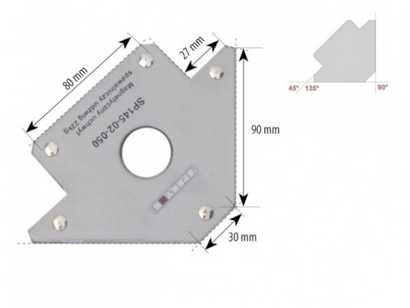 Spartus welding magnet, arrow type, load 22kg
