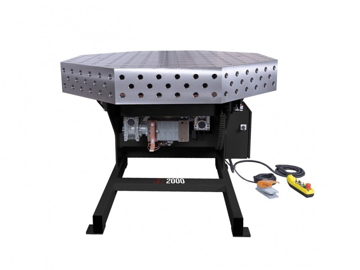 Suvirinimo stalas Spartus FERROS RP2000 3D, Ø28, 1400 x 1400 x 200 mm, aštuonkampis, su pasukamu pozicionieriumi, apkrova 2000 kg 2