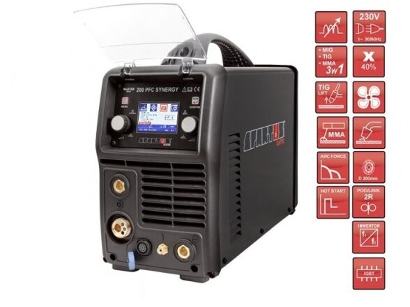 SPARTUS set - MasterMIG 200PFC SYNERGY welding machine, 200A, 230V 1 SPARTUS set - MasterMIG 200PFC SYNERGY welding machine, 200A, 230V 1