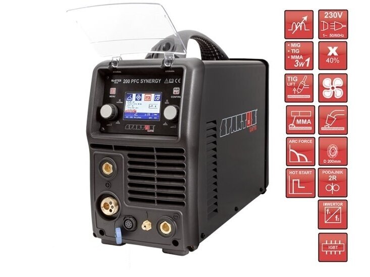 SPARTUS set - MasterMIG 200PFC SYNERGY welding machine, 200A, 230V 1 SPARTUS set - MasterMIG 200PFC SYNERGY welding machine, 200A, 230V 1