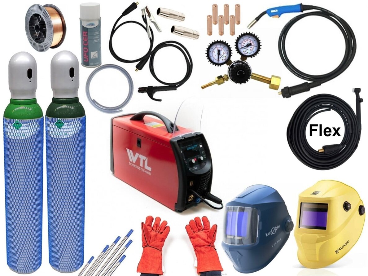 WTL komplektas - MULTIMIG 200 PRO suvirinimo pusautomatis, 230V, 200A MIG/MIG sinergija/MMA/ TIG AC/DC su HF