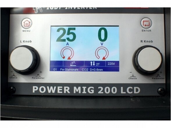 WTL komplektas - POWER MIG200LCD suvirinimo pusautomatis, 200A, 230V 3