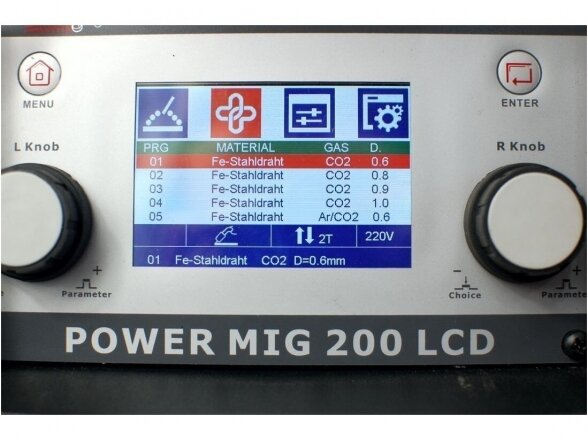 WTL komplektas - POWER MIG200LCD suvirinimo pusautomatis, 200A, 230V 2