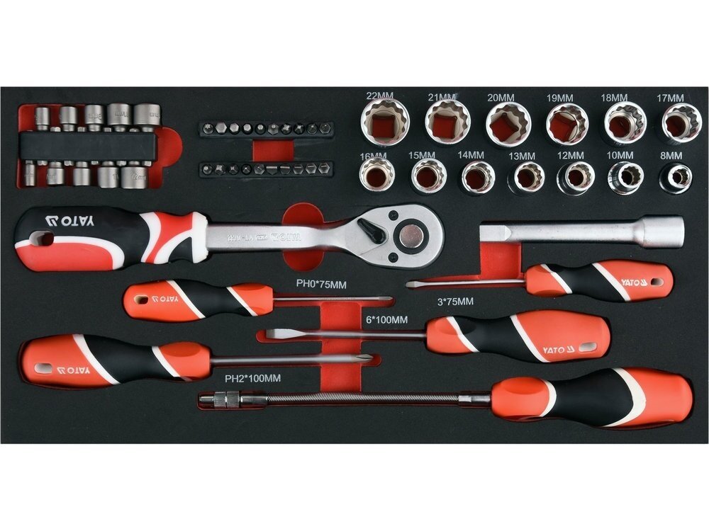 Yato 3-piece tool trolley with tools, 78 pieces 10