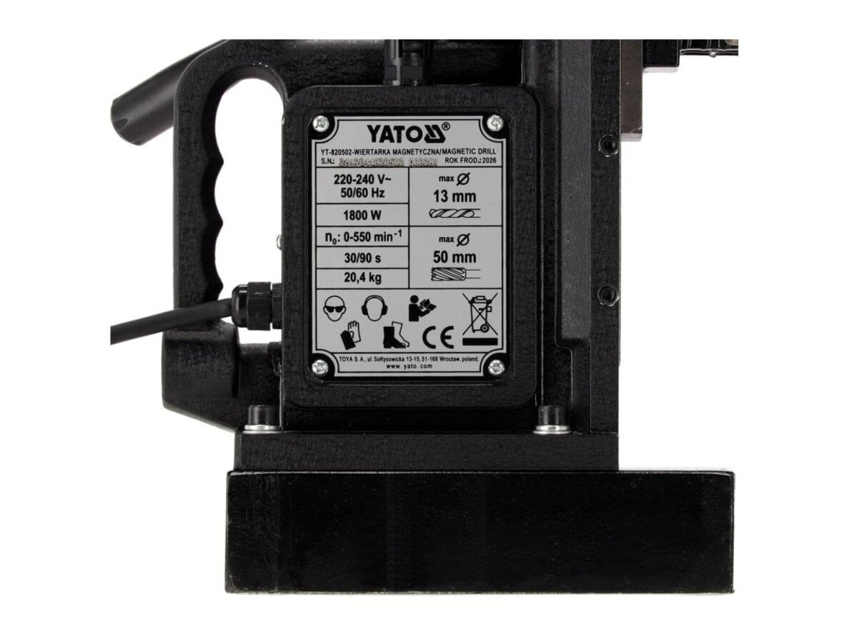 Магнитная дрель Yato, 1800W, 550 об/мин, максимальный диаметр сверления 50mm 8