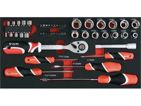 Yato 3-piece tool trolley with tools, 78 pieces 24